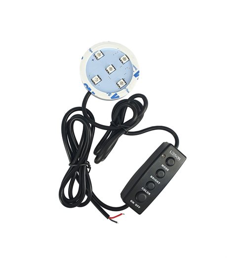 Ljusplatta till Poppy LED RGB 7 färger, 12-24V DC - Fast installation