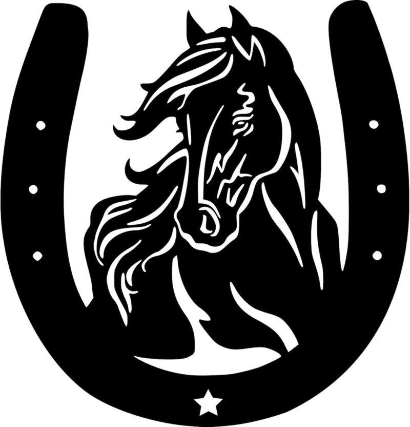 Hästsko med häst i dekal