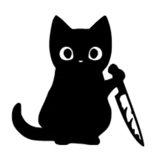Katt med kniv Dekal - 100cm, Silver